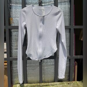 ALO Yoga White Long Sleeve Zip-Up Top Size XXS